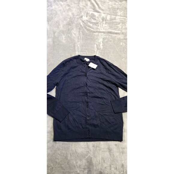 NWT J.Crew Women's Medium Navy Blue 100% Cotton Classic Cotton Cardigan Sweater - Picture 1 of 7